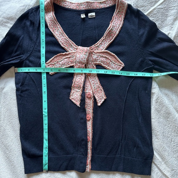 Navy cardigan with bow detail by Moth for Anthropologie - Picture 2 of 6